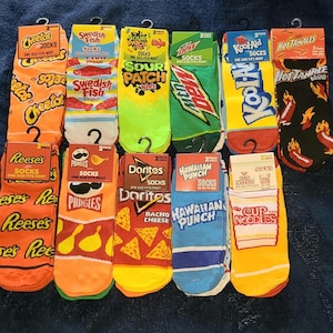 Novelty Socks Snacks Cereal Soda Chips Drinks 2 Pack Ankle Socks