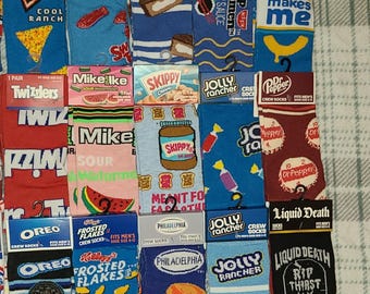 Novelty Socks Snacks Cereal Soda Chips Drinks Crew Socks