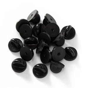 Black Rubber Pin Backs