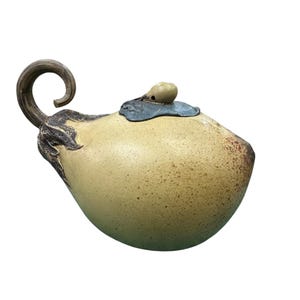 Teiera rustica in legno di cachi realizzata a mano / Teiera artigianale in ceramica / Ceramica ispirata alla natura / Servizio da tè da collezione / Decorazione Wabi-Sabi