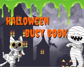 Libro ocupado de Halloween: libro de actividades imprimible para preescolar, imprimibles para preescolar en casa, libro ocupado para niños pequeños, habilidades de preescolar imprimibles