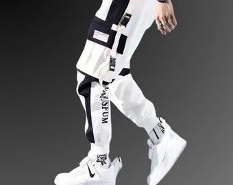 White Cargo Pants, Techwear Pants, Multiple Pockets, Hip Hop Fashion, Cyberpunk Trousers, Casual Sweatpants, Y2K Pants, Harajuku