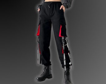 Techwear Aesthetic Pants, Emo Cargo Pants, Techwear Y2K Clothes, Streetwear Pants, Goth Clothes, Techwear