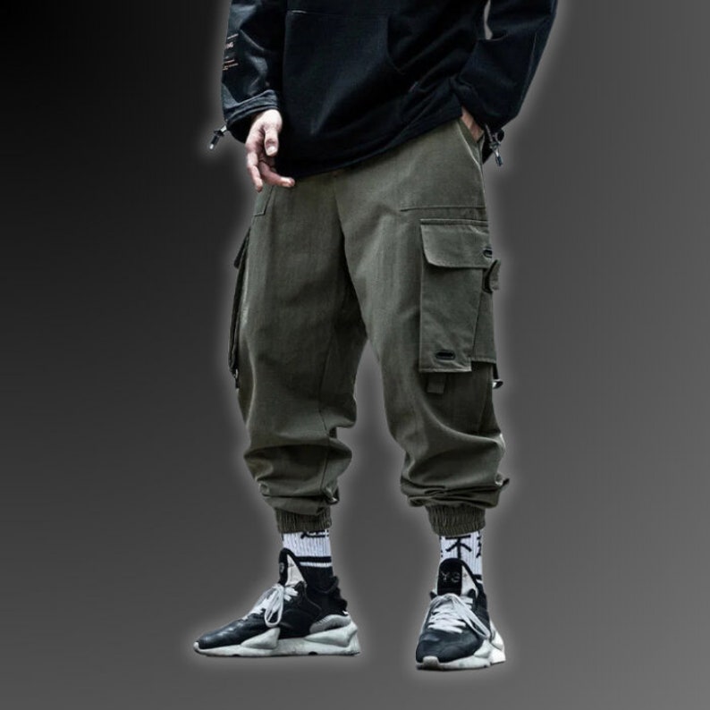 Techwear Cargo Pants, Cyberpunk Aesthetic, Cargo Pants, Multiple Pockets, Tactical Design, Casual Sweatpants, Y2K Pants, Harem Pants Green
