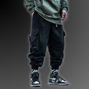 Techwear Cargo Pants, Cyberpunk Aesthetic, Cargo Pants, Multiple Pockets, Tactical Design, Casual Sweatpants, Y2K Pants, Harem Pants Black