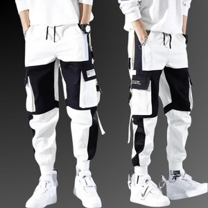 White Cargo Pants, Techwear Pants, Multiple Pockets, Hip Hop Fashion, Cyberpunk Trousers, Casual Sweatpants, Y2K Pants, Harajuku zdjęcie 5