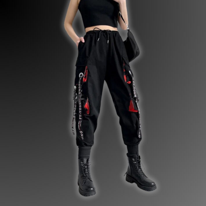 Techwear Aesthetic Pants, Emo Cargo Pants, Techwear Y2K Clothes, Streetwear Pants, Goth Clothes