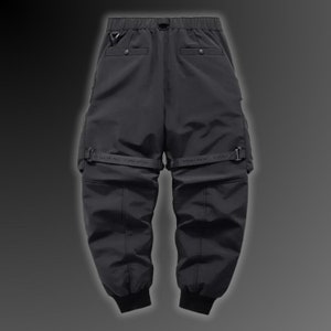 Zwarte Cyberpunk Cargobroek, Techwear Broek, Multi-Pocket Broek, Japanse streetwear, Techwear Joggers, Y2K Cargo Broek afbeelding 2