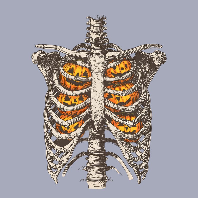 Rib Cage Pumpkin PNG, Halloween Skeleton Clipart, Creepy Anatomical ...