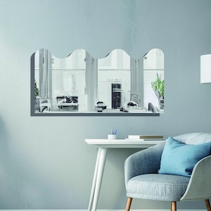 Wavy Rectangle Frameless Mirror: Modern Minimalist Wall Decor