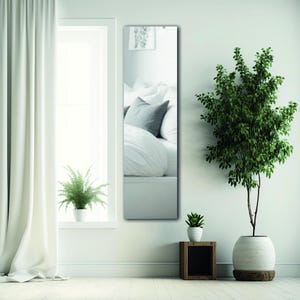 Frameless Narrow Rectangular Contemporary Wall Mirror l Unframed Bedroom Living Room Tall Mirror l Ideal as a Floor Wardrobe Mirror