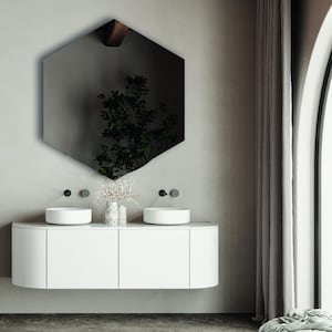 Frameless Hexagon Wall Mirror | Unframed Modern Geometric Mirror l No Frame High Quality Glass Mirror l The Most Beautiful Place the House