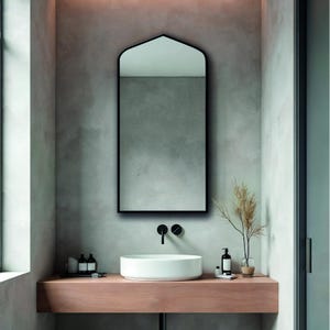 Semi-Arched Wood Frame Mirror l Ideal Mirror for Modern Decor l Classic Stylish Bathroom Dining Room Mirror Design l Premium Glass Mirror
