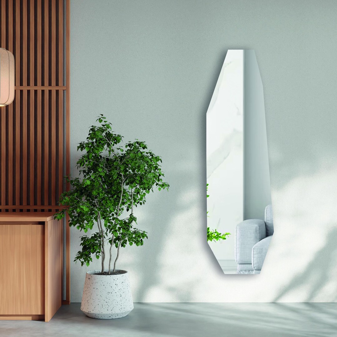 Frameless Asymmetrical Full Body Length Mirror, Irregular Curvy Wall ...