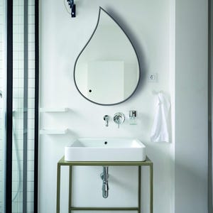 Modern Teardrop Mirror | Water Drop Minimalist Wall Decor | Raindrop Elegant Home Accent | Stylish Unique Decor Piece l Livingroom Mirror