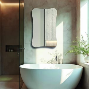 Wavy Frameless Wall Mirror: Modern Organic Bathroom Decor