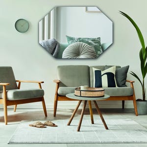 Frameless Octagon Wall Mirror l Unframed Polygonal Mirror Vertical Elegant Wall Accessory l High Mirror Quality l Vintage Look Design Mirror