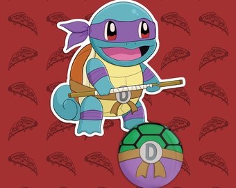 Ninja Squirtle Sticker & Badge Set - Donatello