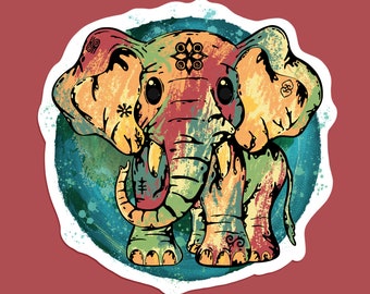 Kojo Elephant Sticker: African Adinkra Symbols, Waterproof Vinyl