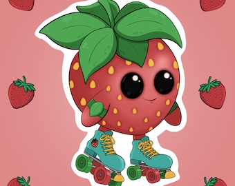 Strawberry Skates Vinyl Sticker