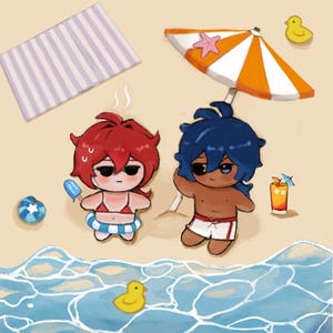 Nui Kaeluc at the Beach 7-8 cm glitter epoxy acrylic charm [PREORDER]