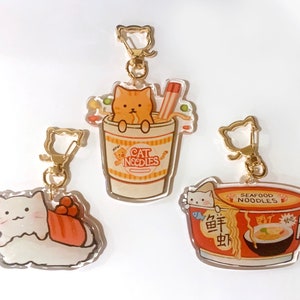 Cat Ramen Sushi set - Epoxy Glitter Keychain Charms