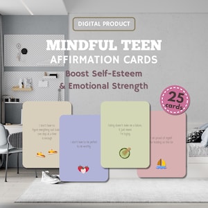 Teen Affirmation Cards | Printable Mental Health Cards for Teens | Self-Esteem and Daily Encouragement Cards for Teen Girls & Boys