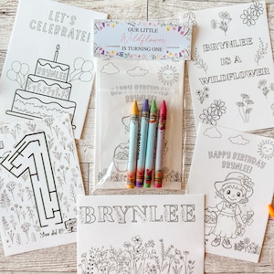 Wildflower Birthday Party Coloring Packs + Crayons,  Wildflower Theme Party Favor, Wildflower Birthday Party