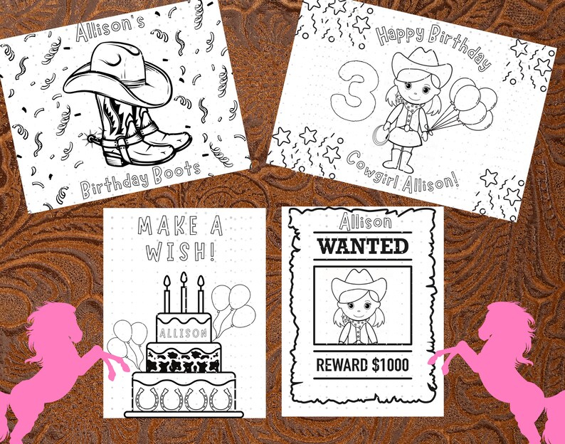 Customizable Printable Rodeo Birthday Coloring Pages/games, Rodeo ...