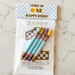 One Cool Dude Birthday Favor, One Cool Dude Party Coloring Packs + Crayons, Custom Checkered Birthday Party Favor, One Happy Dude Birthday