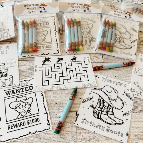 Packs de coloriage rodéo party + crayons de couleur, pages à colorier personnalisables d'anniversaire rodéo, cadeau d'anniversaire rodéo, cadeau d'anniversaire western