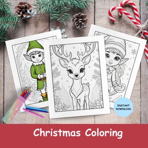 Christmas Coloring Pages | Kids Christmas Coloring | Cute Christmas Coloring Pages | Festive Coloring | Instant PDF Download and Print