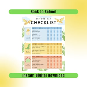 Kinder Checkliste zum Ausdrucken, Checkliste für den Tagesablauf für Kinder, Verantwortungstabelle für Kinder, To-Do-Liste, vor und nach der Schule