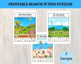 Printable Search and Find, Seek and Find, Hidden Picture Games For Kids, I Spy Games | Perfect for Parents and Teachers | Instant Download