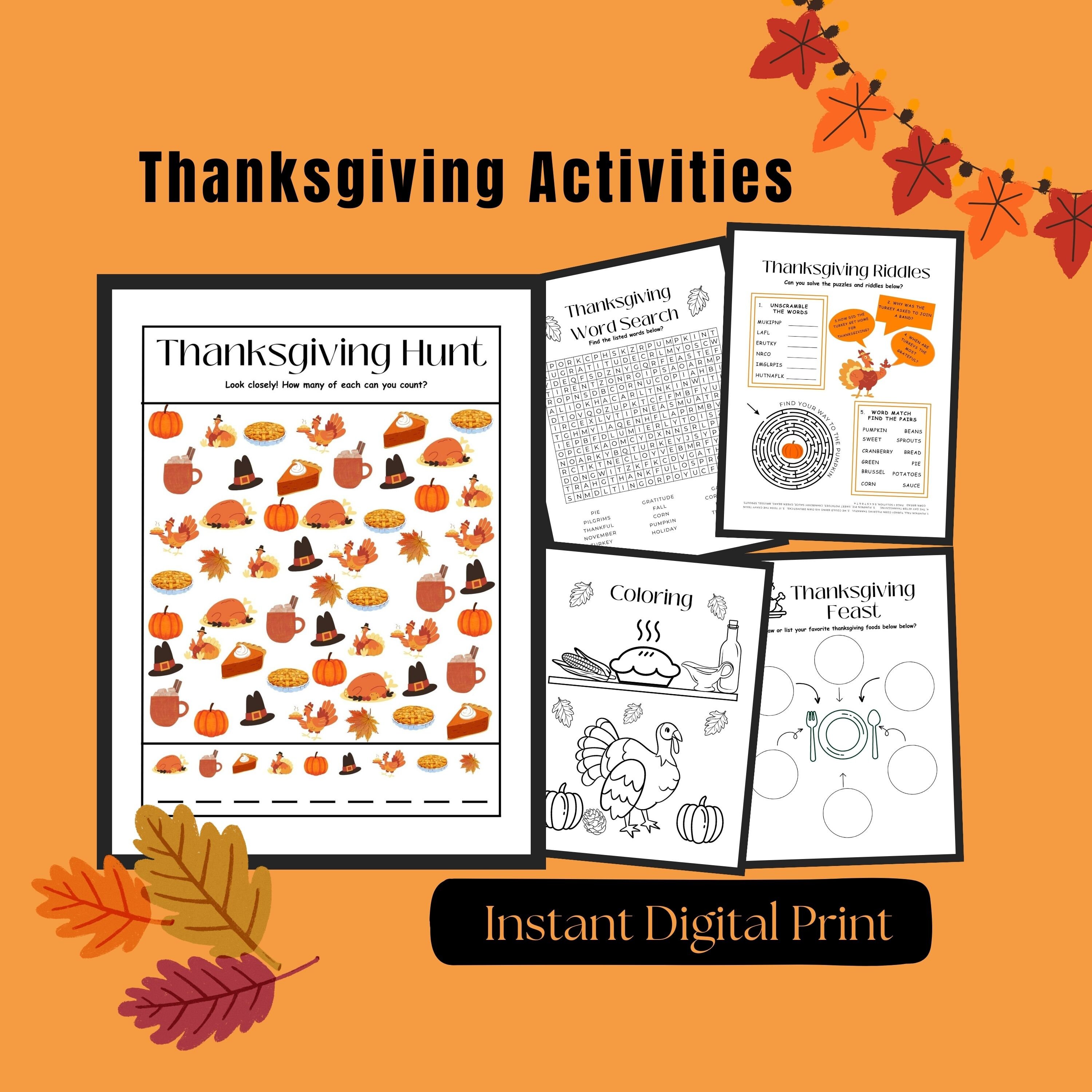 Thanksgiving Lesson 5 Printable Kids Thanksgiving Activities Thanksgiving Word - Etsy