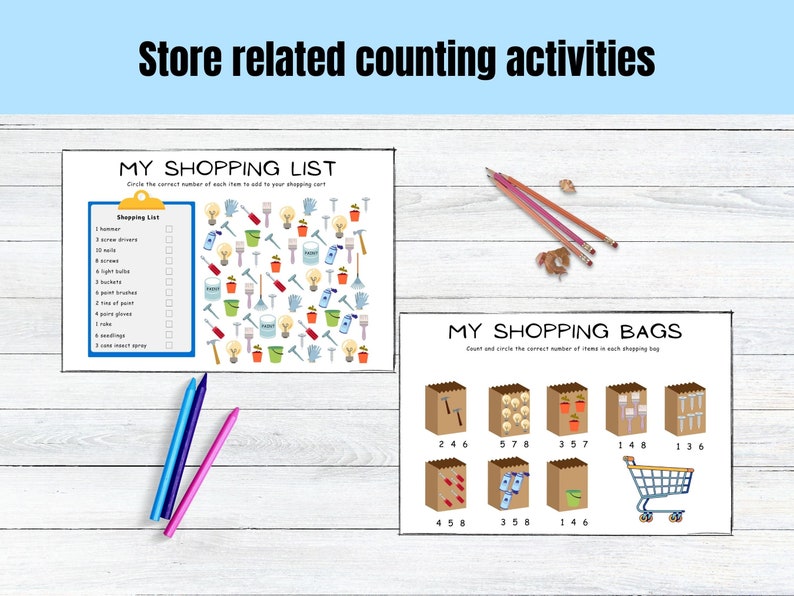 Printable Counting Worksheets Matching Numbers Practice Sheets for Kids ...