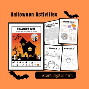 5 druckbare Halloween-Aktivitäten für Kinder, Halloween-Suchseite, Halloween-Wortsuche, Halloween-Paket, druckbare PDF-Datei, digitaler Download