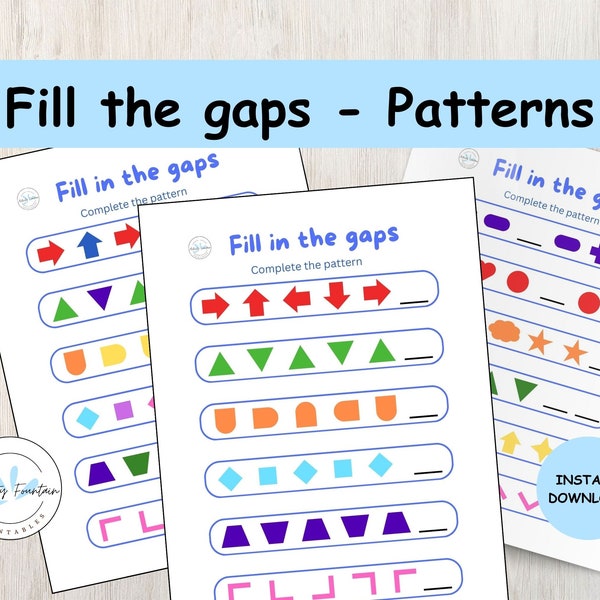 Printable Color and Shape Pattern Recognition Activity For Kids, Complete Pattern Sequences, For Teachers & Parents, Instant PDF Download