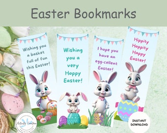 Colorful Easter Bookmarks for kids |  Cute pictures and messages to Encourage Reading | Instant Printable PDF for Parents and Teachers