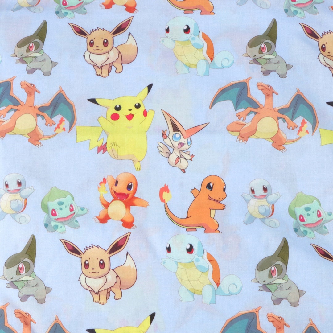 Pikachu Fabric Pokemon Fabric Anime Polyester Cotton Fabric Etsy