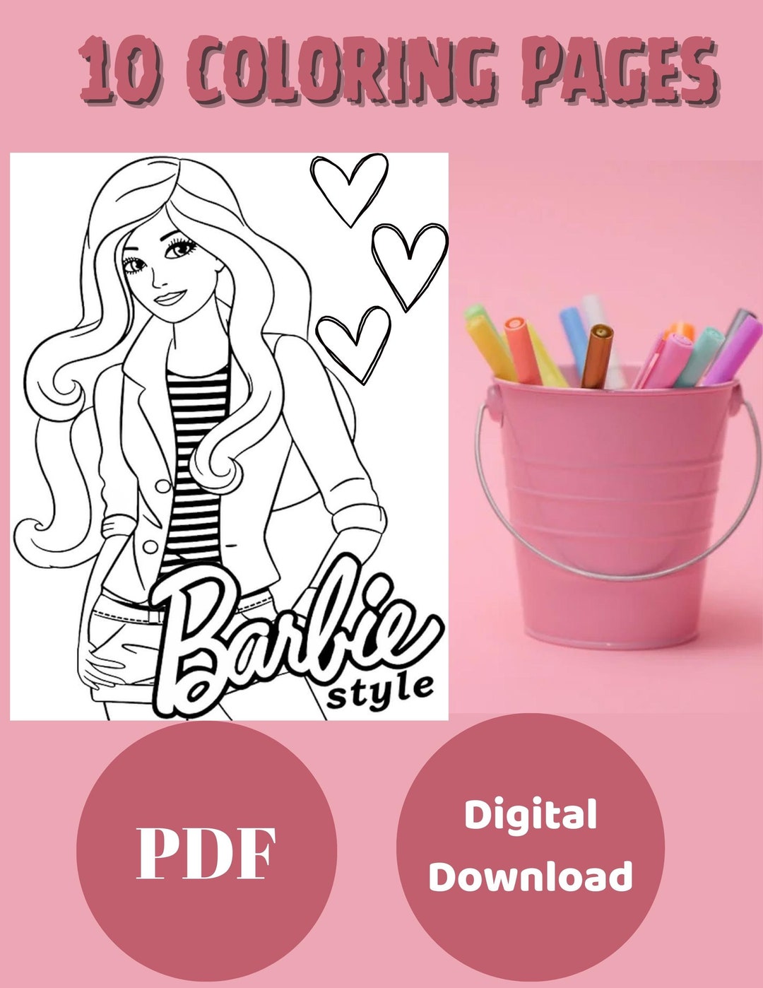 Coloring Pages for Kids .barbie Coloring Pages - Etsy