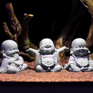Figuras de arenisca de monje feliz, decoración para exteriores, esculturas de Buda de piedra, decoración zen para el hogar, estatuas de arte zen, monjes de meditación, decoraciones relajantes