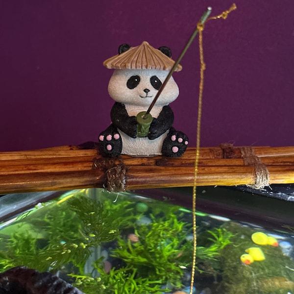 Cute Fishing Panda Outdoor Decoration Pond Decor Panda With Fishing Rod Garden Ornament Unique Garden Gift