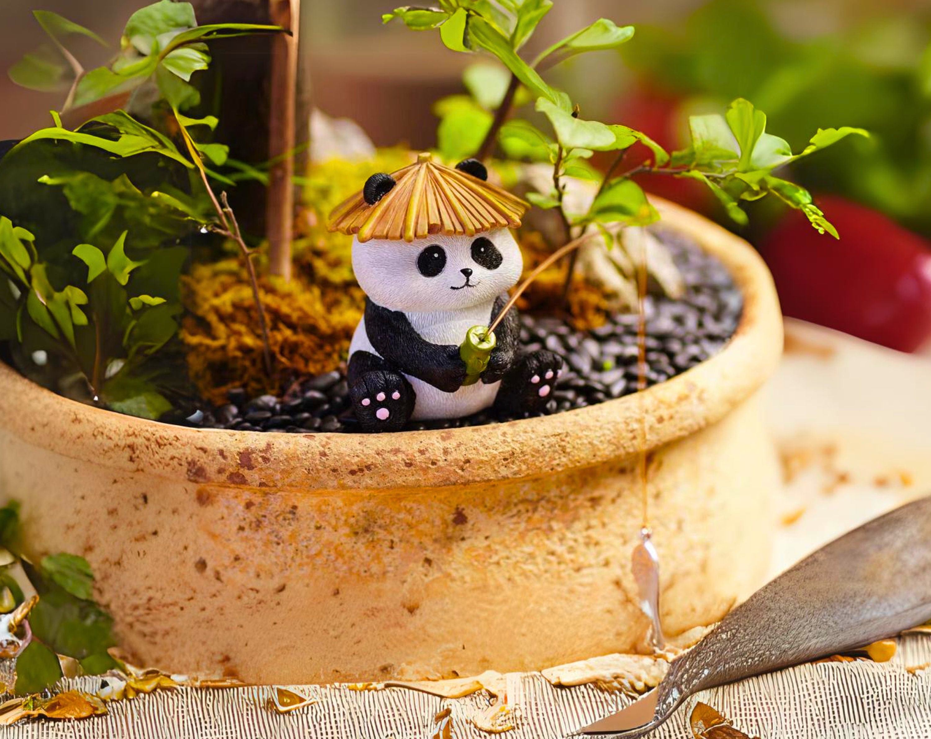 Resin Panda Fishing Garden Decor, Unique Pond Ornament - Etsy