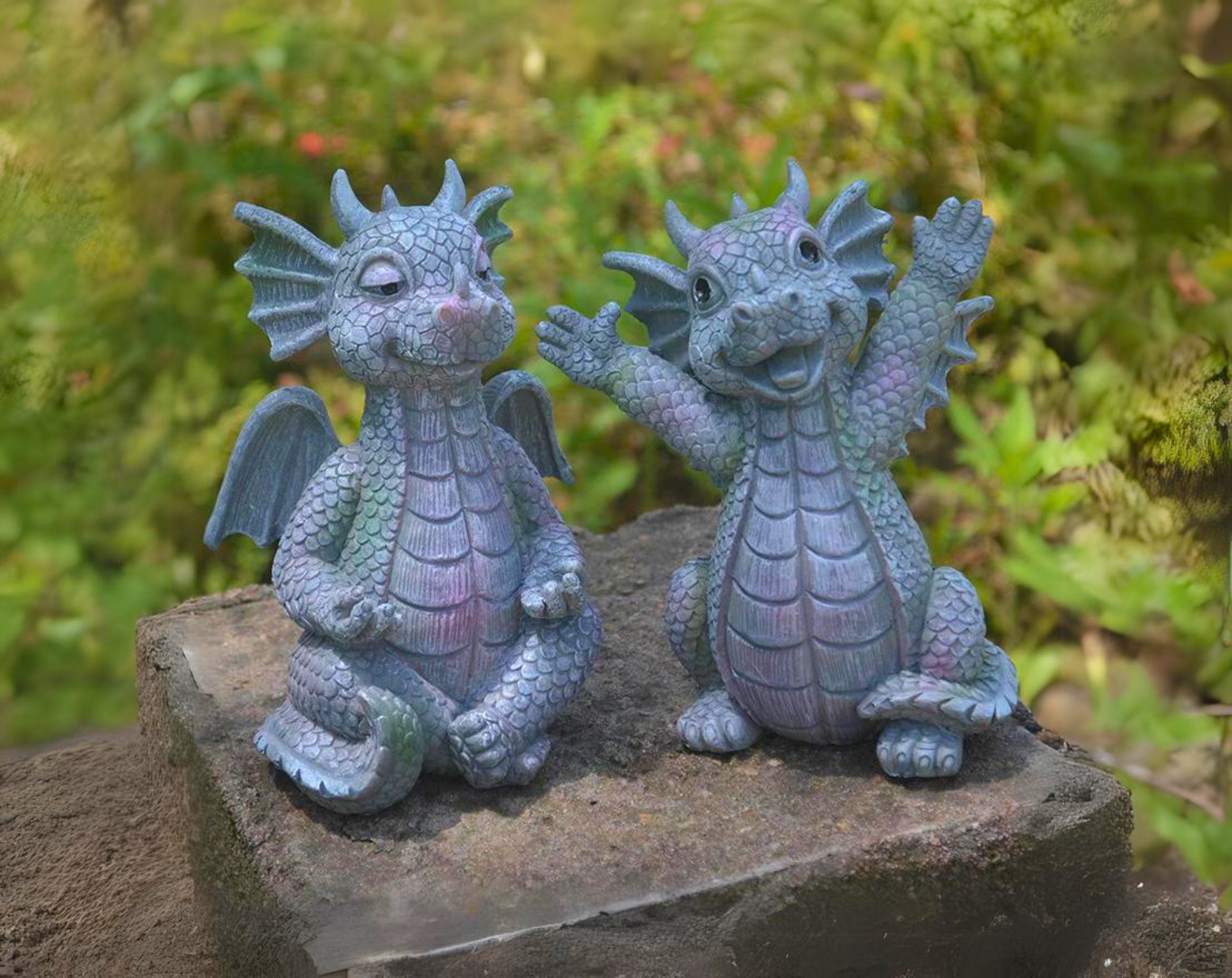 Statua Drago In Resina Per Giardino - Decorazione Interni Ed Esterni, 11x9x5.5cm, Hand Painted - Foto 8