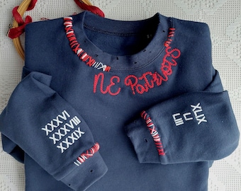 College Game Day Sweatshirt Custom Text Logo Custom Sports Sweatshirt Embroidered Football Gift for Team sweatshirt christmas gift for him.