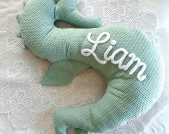 Custom Baby Gift Name Yarn Embroidered Newborn Pillow Personalized Baby Name Reveal Gift Seahorse Baby Shower Gift Idea for Toddler Delivery