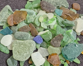 60-80 Stück - Echtes Seeglas aus Spanien - Unbehandeltes Meerglas Strandglas Fundglas Keramik Deko Seaglas Schmuck Mosaik Kunst Natur DIY