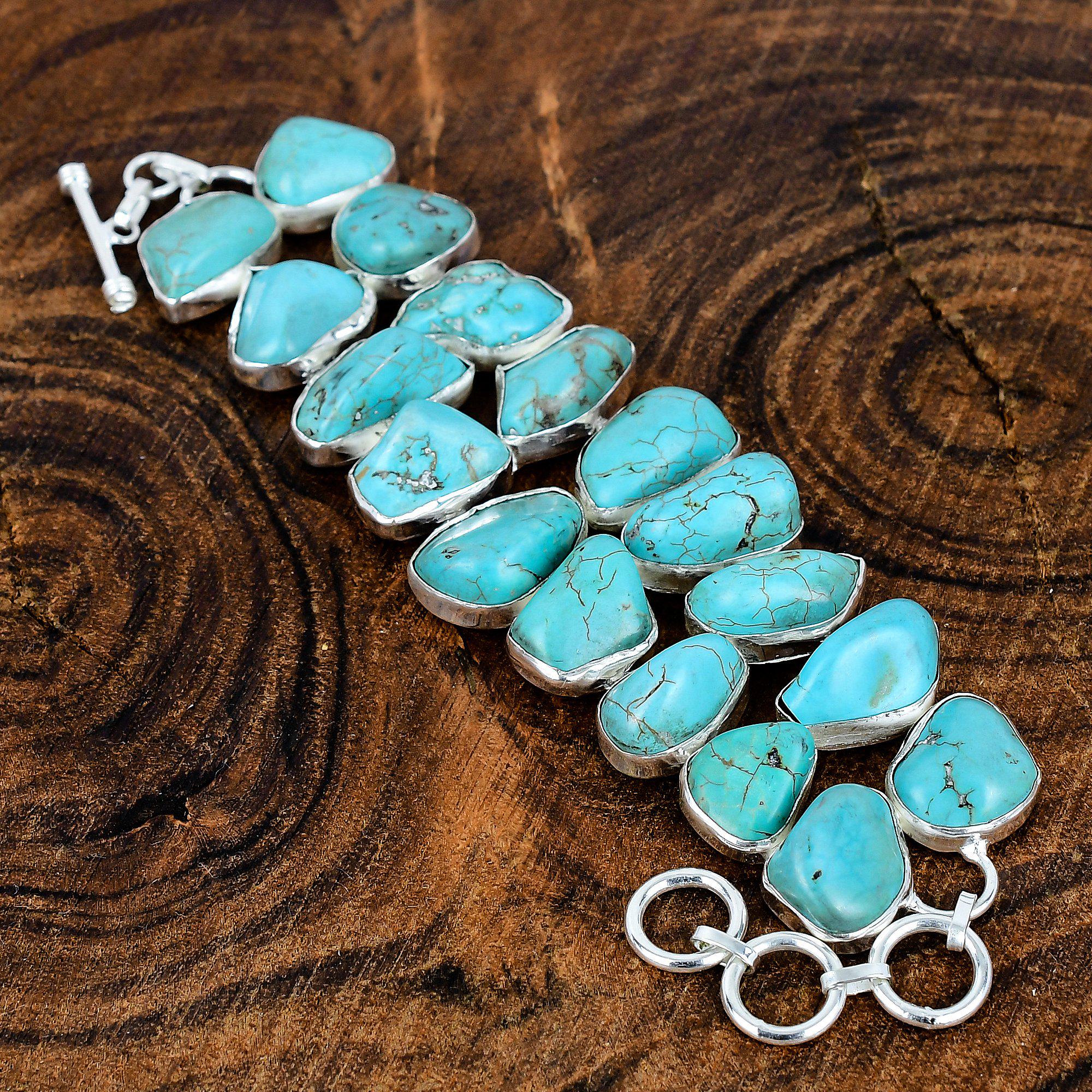 アクセサリー TibetanTurquoise karensilver Bracelet Tibetan Turquoise Gemstone Handmade Sterling Silver Bracelet