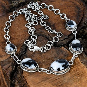White Buffalo Turquoise Necklace Sterling Silver Gemstone Necklace Turquoise Necklace Handmade White Buffalo Turquoise Necklace For Her